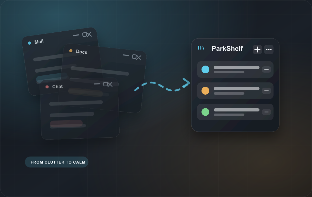 Concept artwork showing loose windows moved into the ParkShelf shelf.