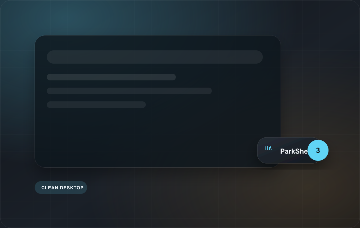 ParkShelf idle puck with the app name.